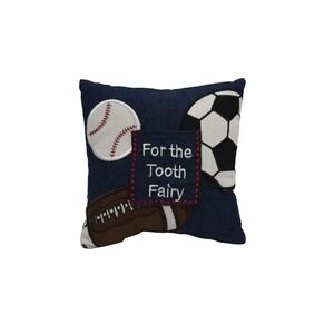 Tooth Fairy Pillow 7 in Square Denim Sports Themed
